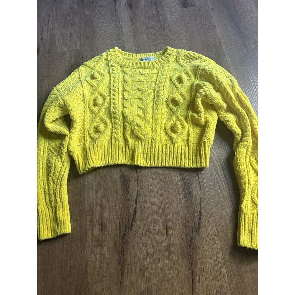 Urban Outfitters Yellow cableknit Chunky Cropped Sweater Size Small